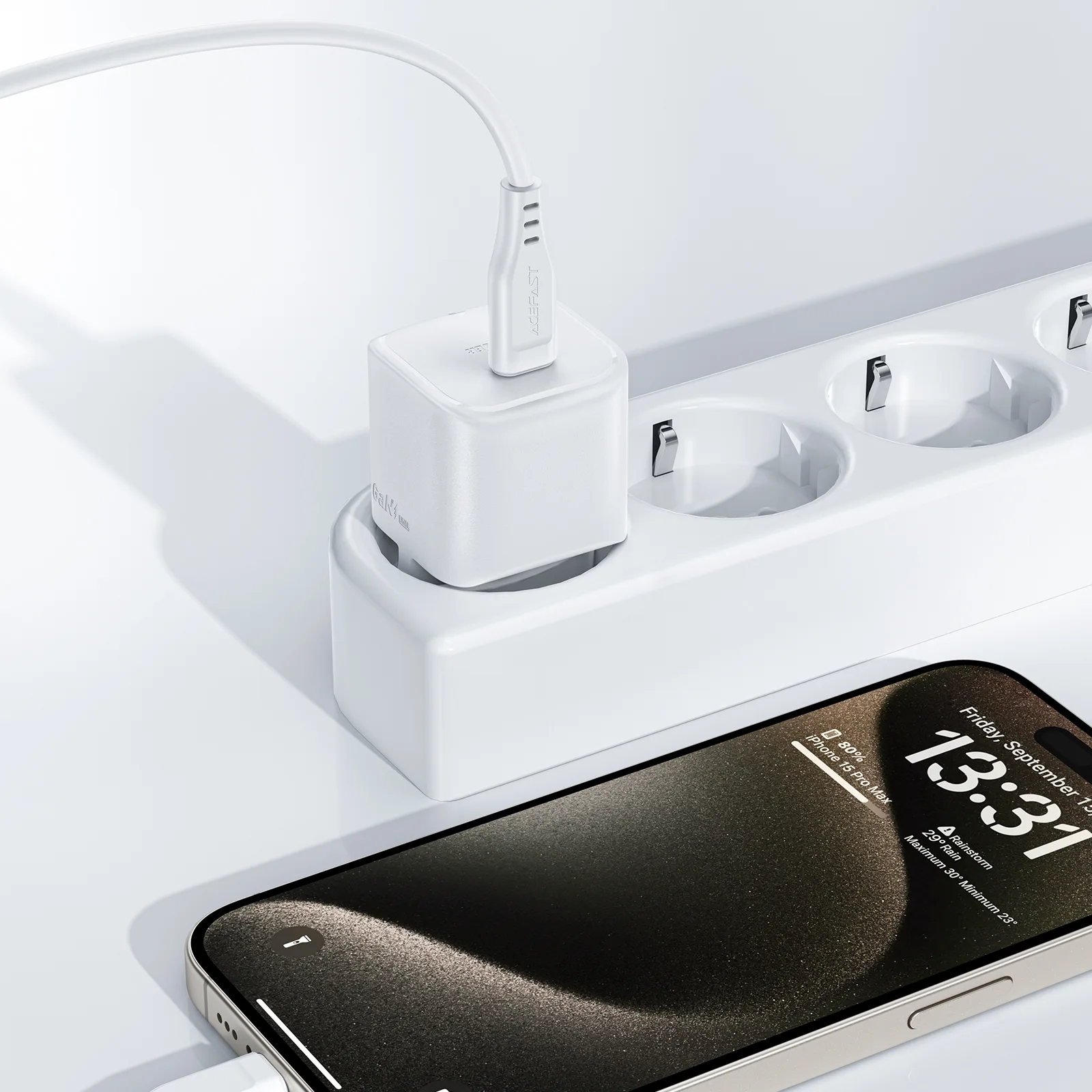 Mini 20W GaN PD zidni punjač + USB-C kabel, bijela 5