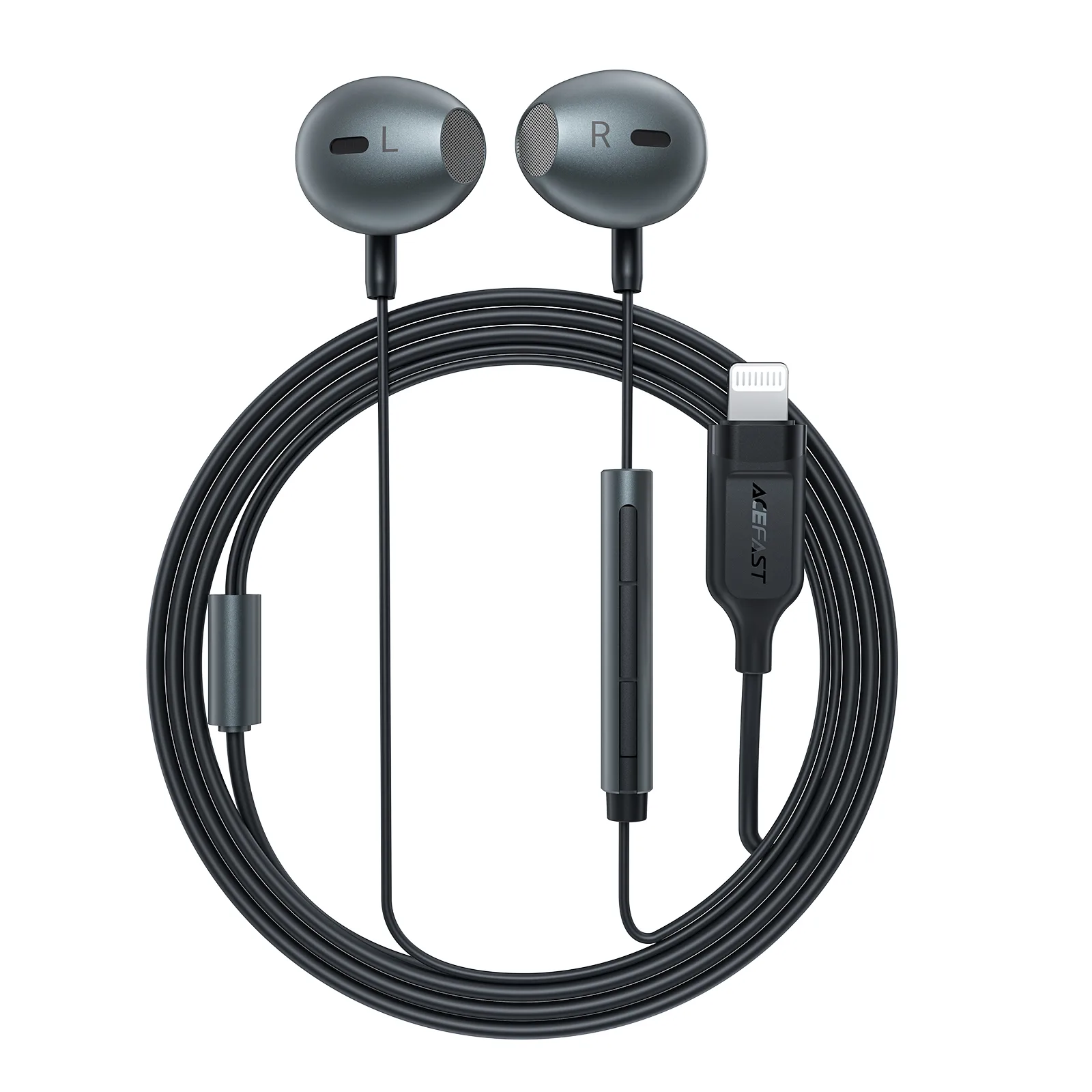 Fülhallgató iPhone és iPad készülékekhez, Lightning csatlakozóval, 1,2 m, fekete
