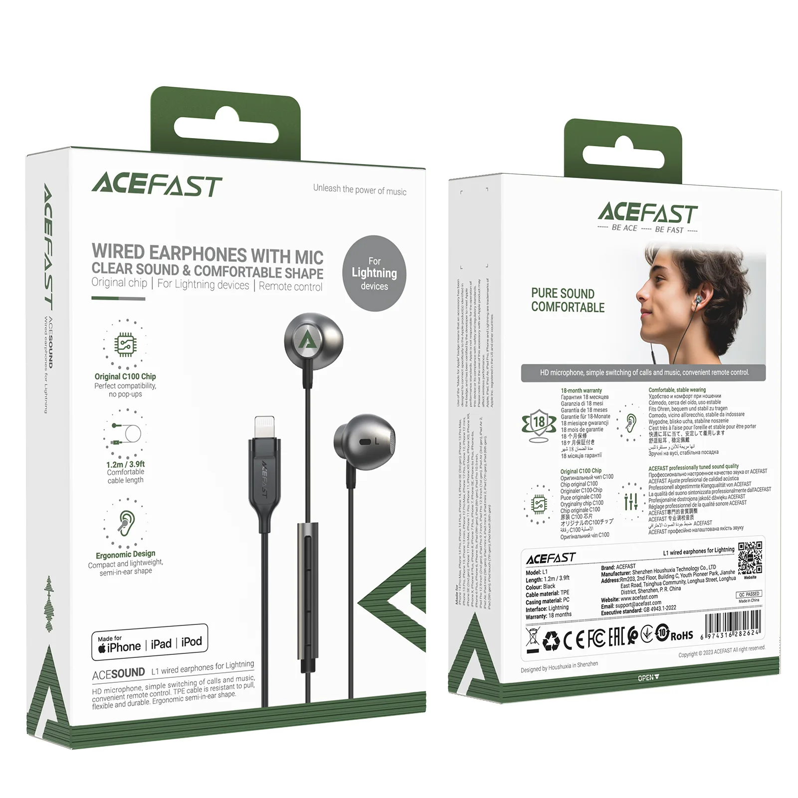 Earbuds for iPhone and iPad with Lightning connector, 1.2 m, black 7
