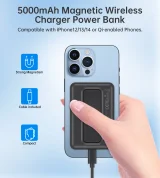 10000mAh bežična MagSafe power banka s USB-A i USB-C priključcima i funkcijom stalka, crna 4