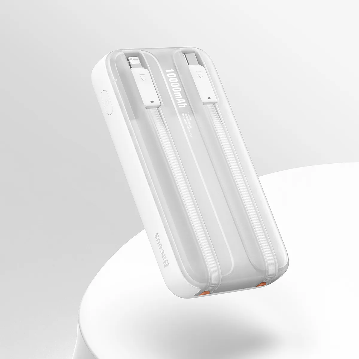 Power bank din seria Comet de 10000 mAh și 22,5 W cu afișaj + cablu alb USB-A la USB-C de 0,3 m 10