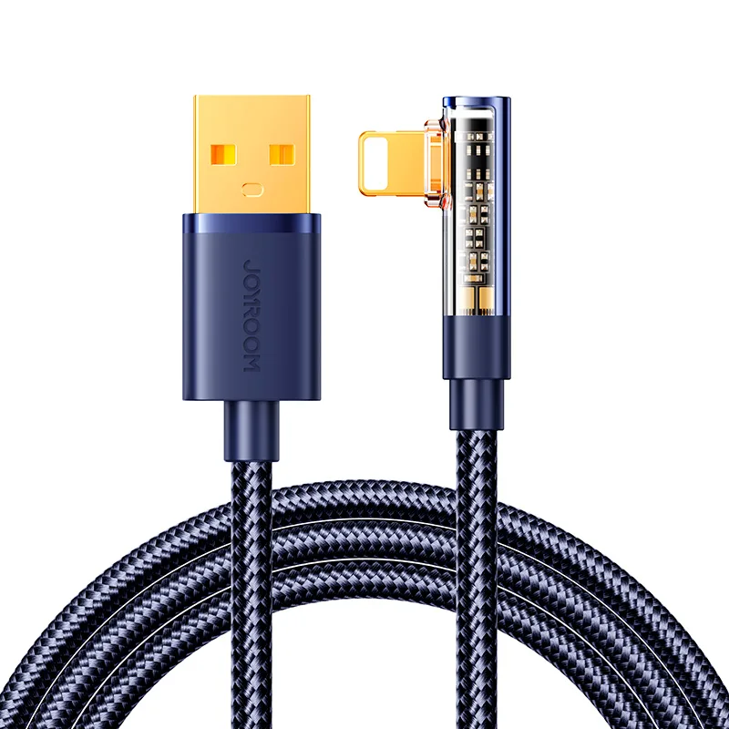 Szögletes USB-A–Lightning kábel iPhone-hoz, 2,4 A, 1,2 m, kék