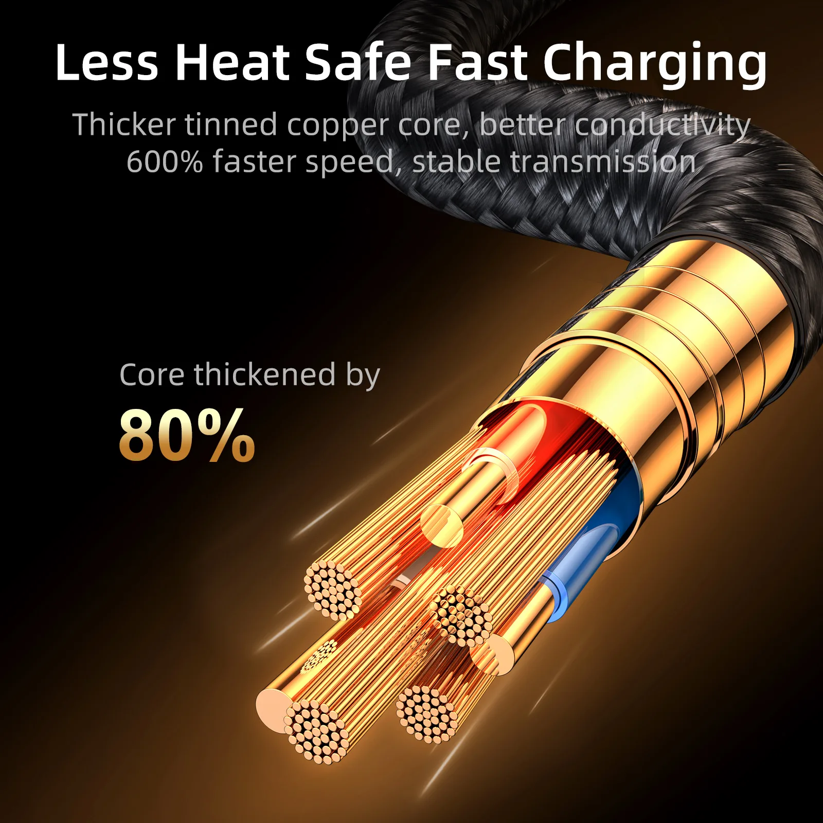 Szögletes USB-A–Lightning kábel iPhone-hoz, 2,4 A, 1,2 m, kék 7