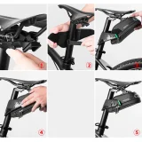 Taška na bicykel na telefón a náradie, pod sedlo, s rýchloupínacím zapínaním, čierna 11