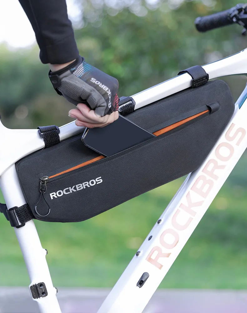 Wodoodporna torba rowerowa mocowana na rzepy pod ramę 3L czarna 11