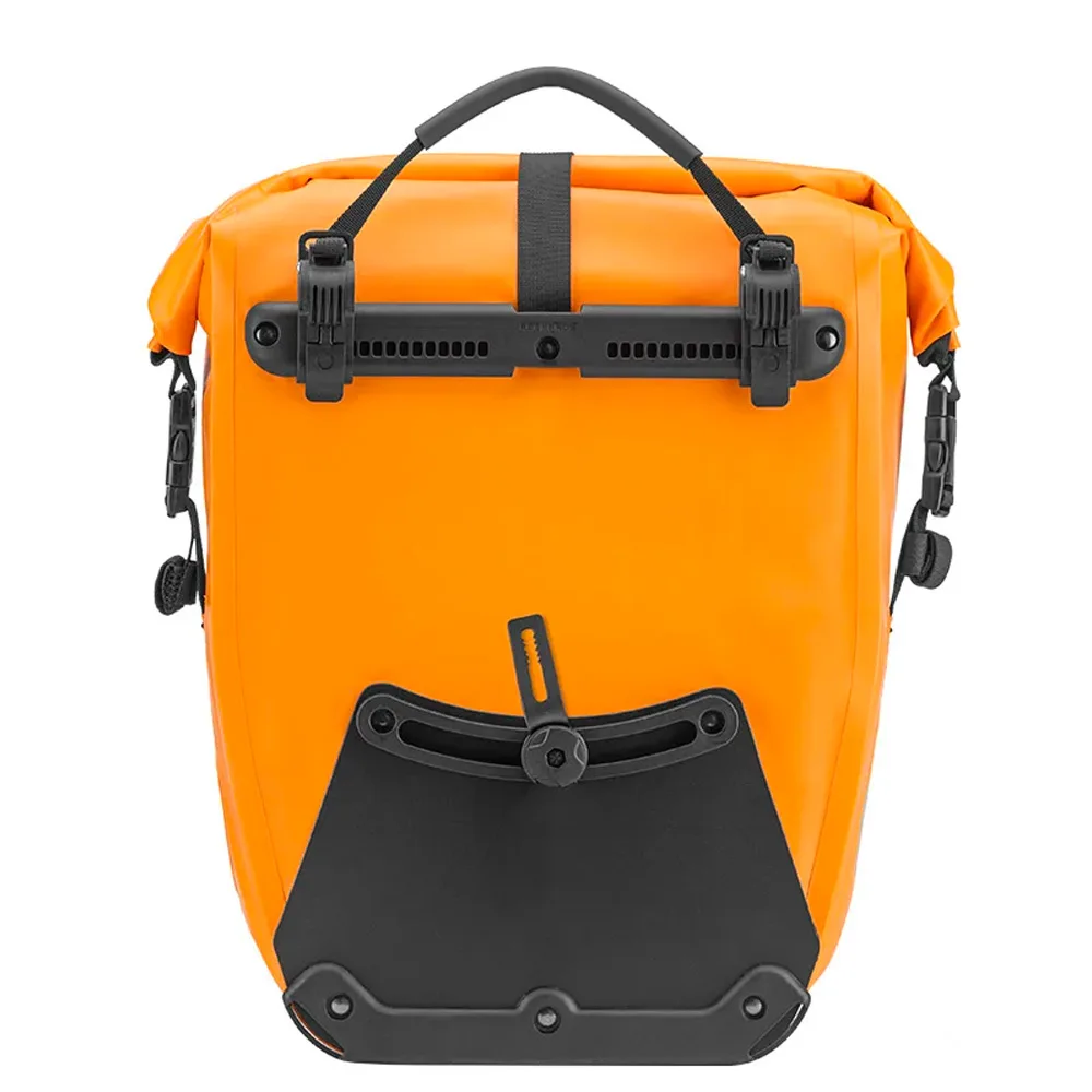 Vodotesná nastaviteľná taška na bicykel, 25–32 l, oranžová 3