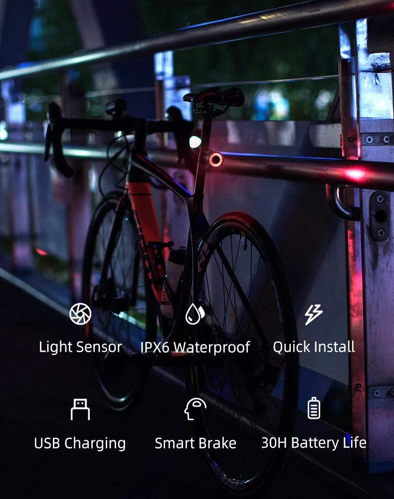 Lampa rowerowa tylna czerwona system STOP cztery tryby pracy 7