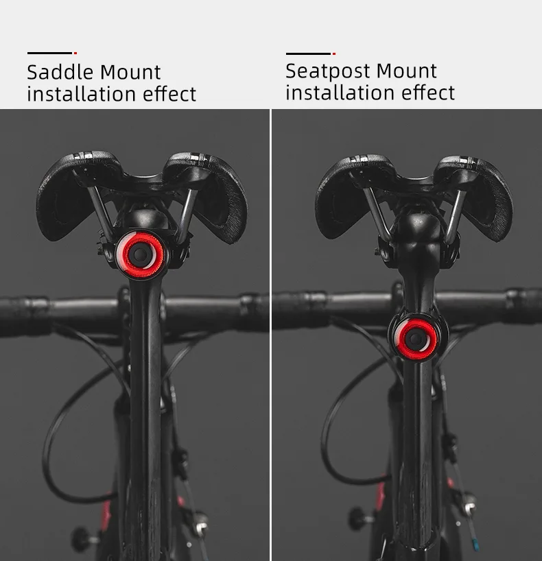 Lampa rowerowa tylna czerwona system STOP cztery tryby pracy 8