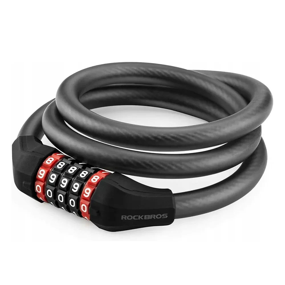 Bicycle lock, 5-digit combination lock, 1.8m cable - black Bicycle lock, 5-digit combination lock, 1.8m cable - black