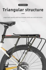 Odolný nosič na bicykel s policou, funkciou sedadla a LED zadným svetlom – čierny 10