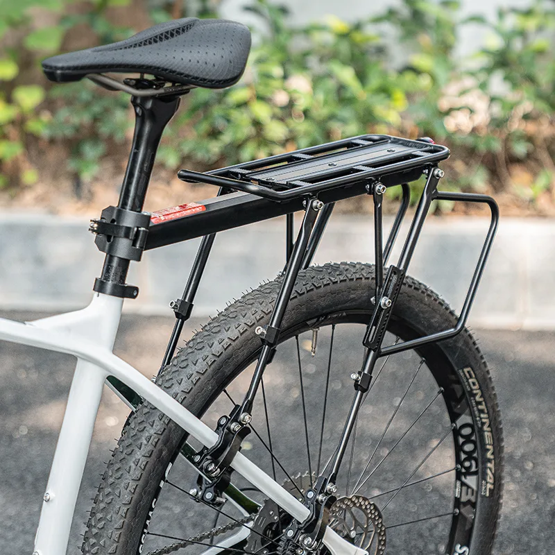 Odolný nosič na bicykel s policou, funkciou sedadla a LED zadným svetlom – čierny 3