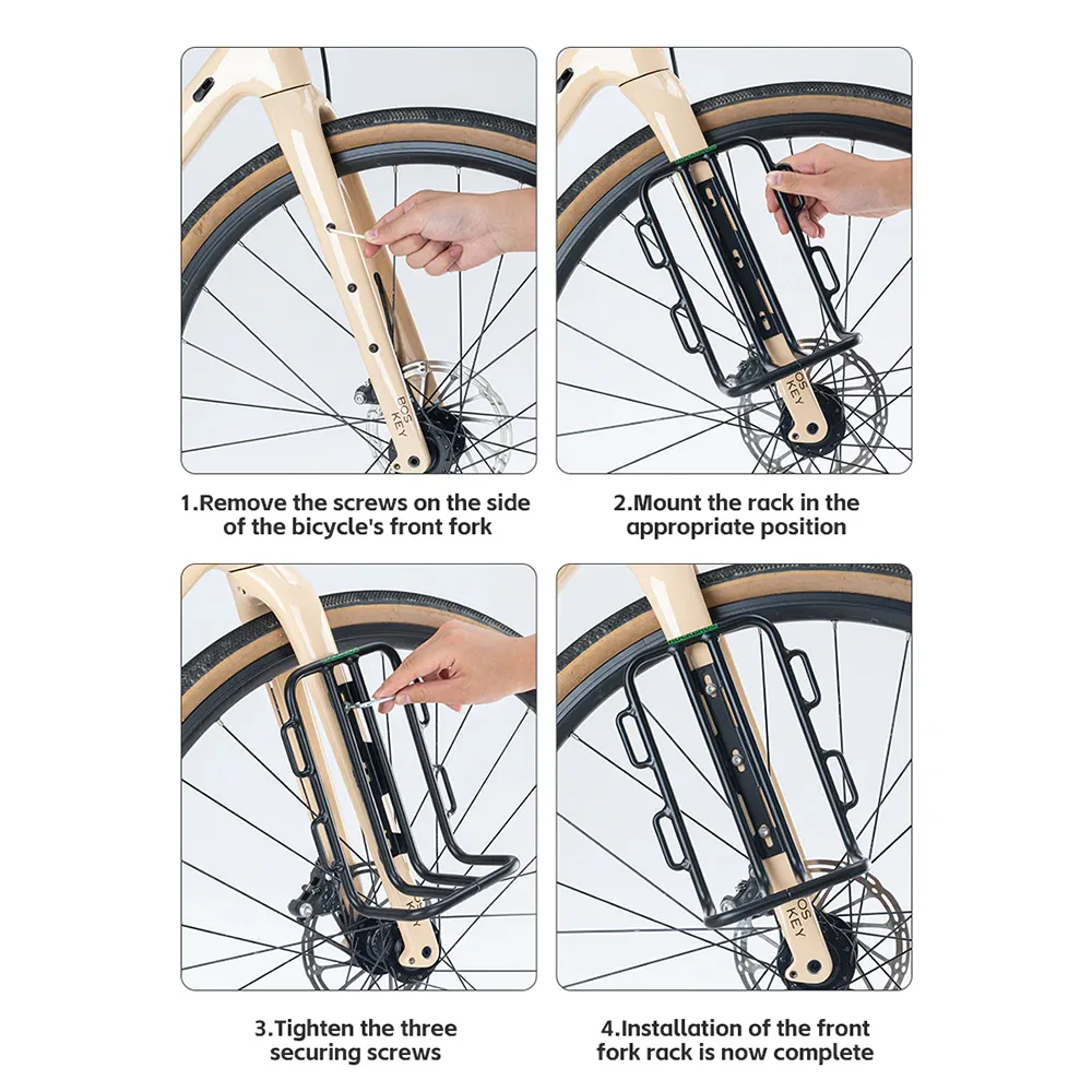 Fahrradgepäckträger für Taschen an der Fahrradgabel – schwarz 7
