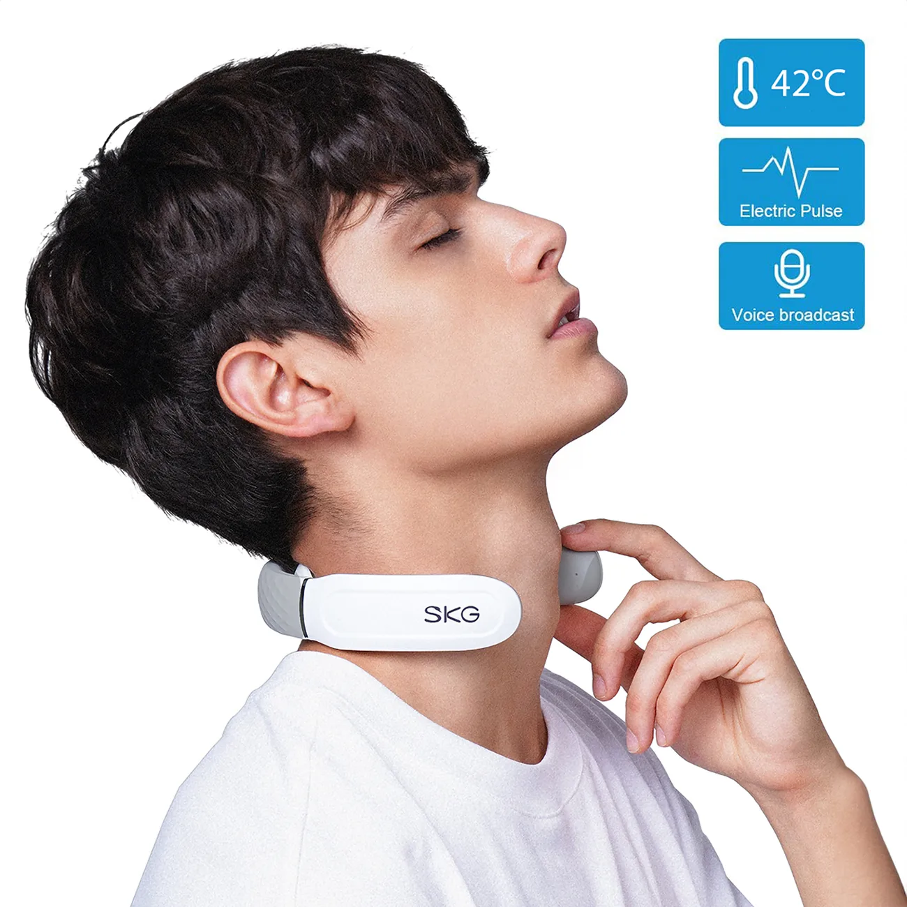 Aparat de masaj pentru gât SKG 4356E cu electrostimulare TENS EMS și compresie - Alb 9