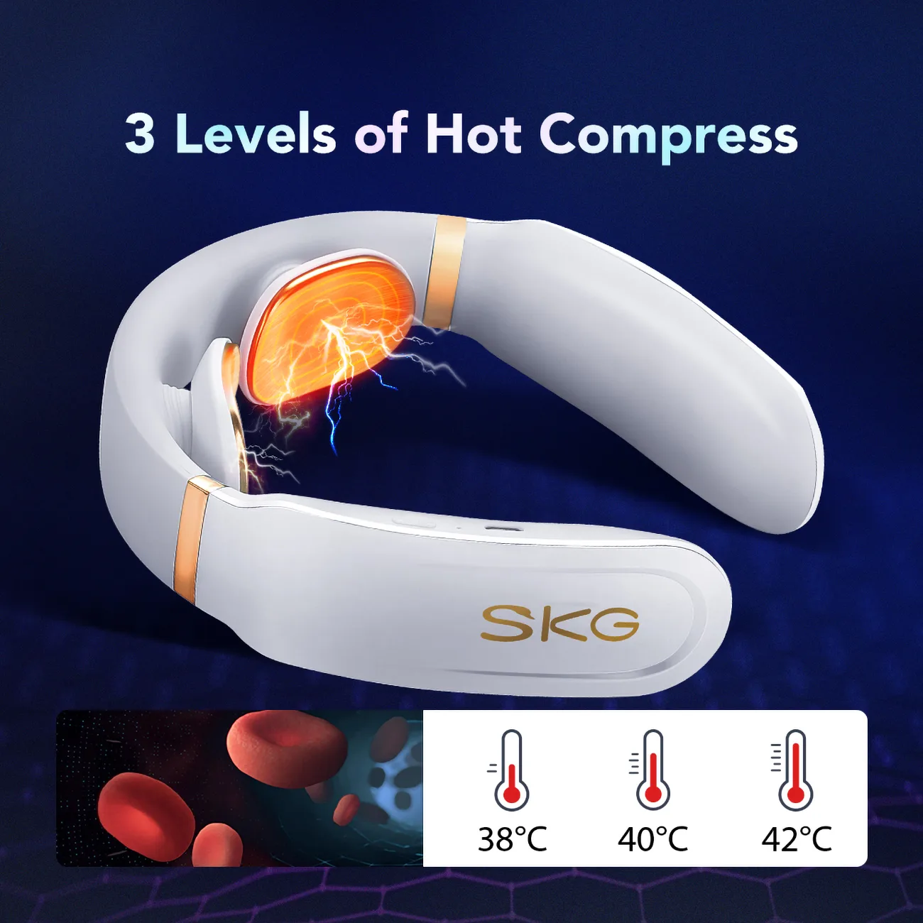 SKG K6E TENS EMS masažer za vrat s kompresijom - bijela 7