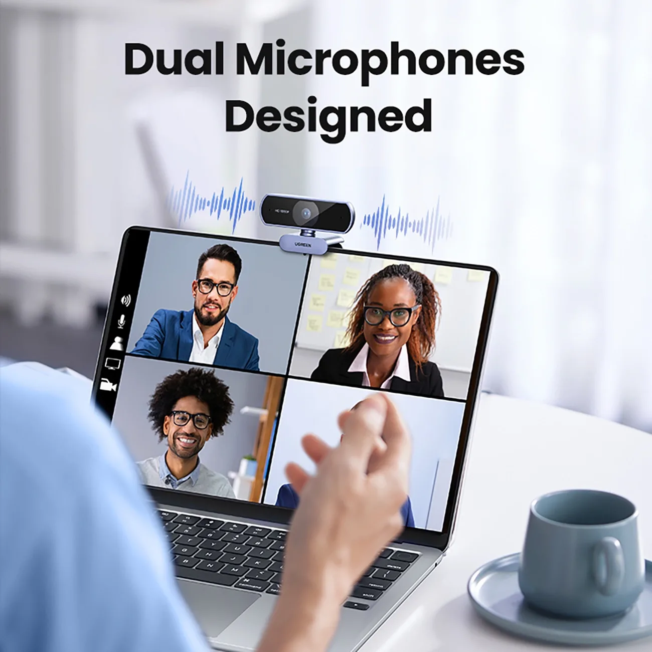 Kamera internetowa Full HD z mikrofonami do nagrań Video USB-A - szara 5