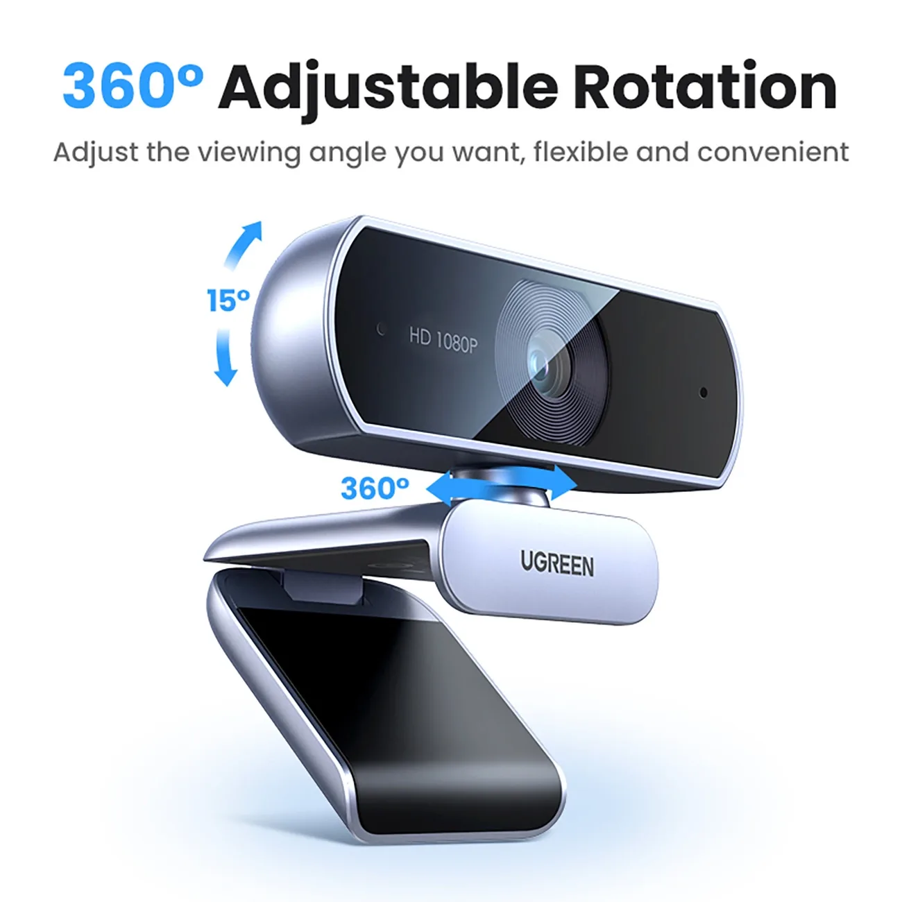 Kamera internetowa Full HD z mikrofonami do nagrań Video USB-A - szara 8