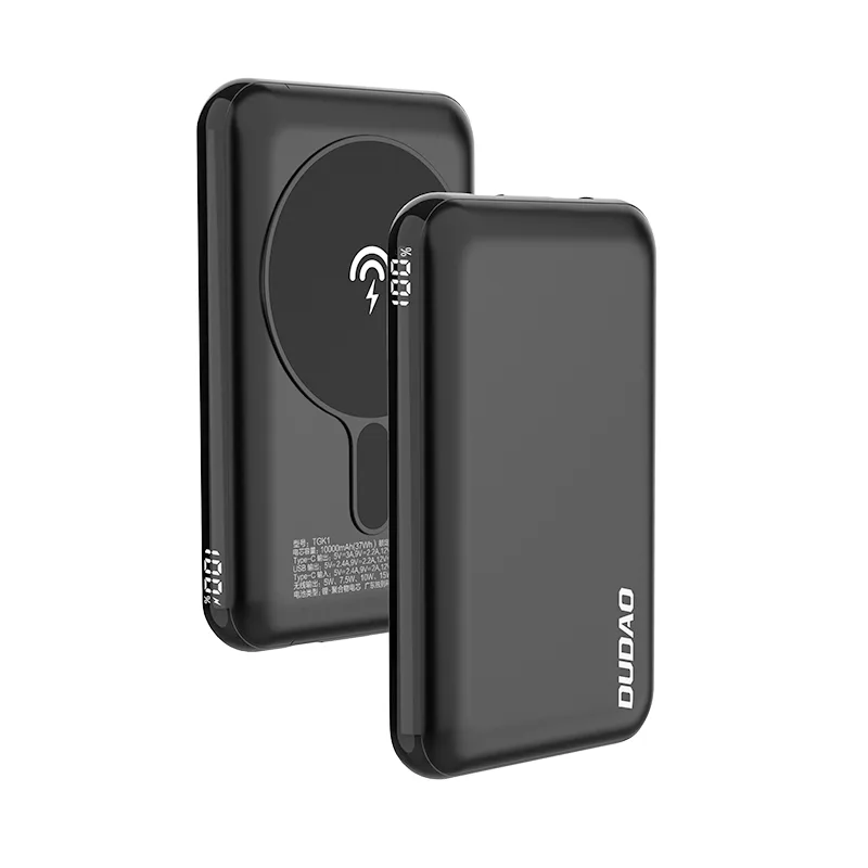 10000 mAh TGK1 power bank 15 W-os MagSafe vezeték nélküli töltővel, fekete