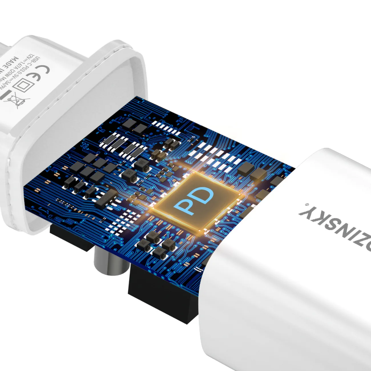 Ładowarka sieciowa 20W USB-C 100-240V biała 4