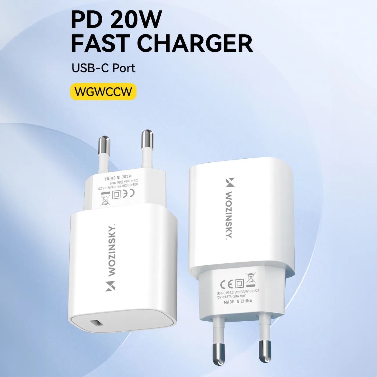 Ładowarka sieciowa 20W USB-C 100-240V biała 6