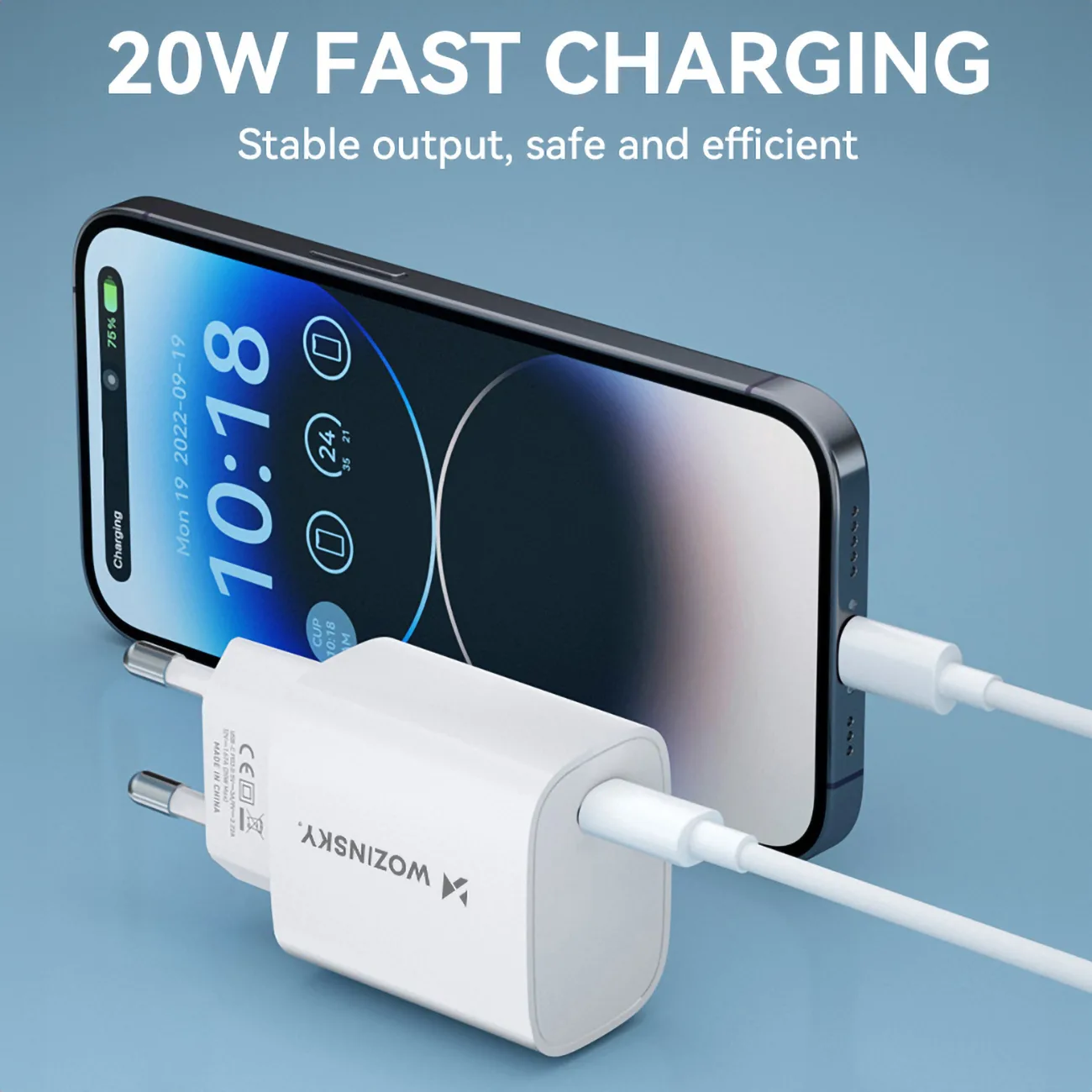 Ładowarka sieciowa 20W USB-C 100-240V biała 9