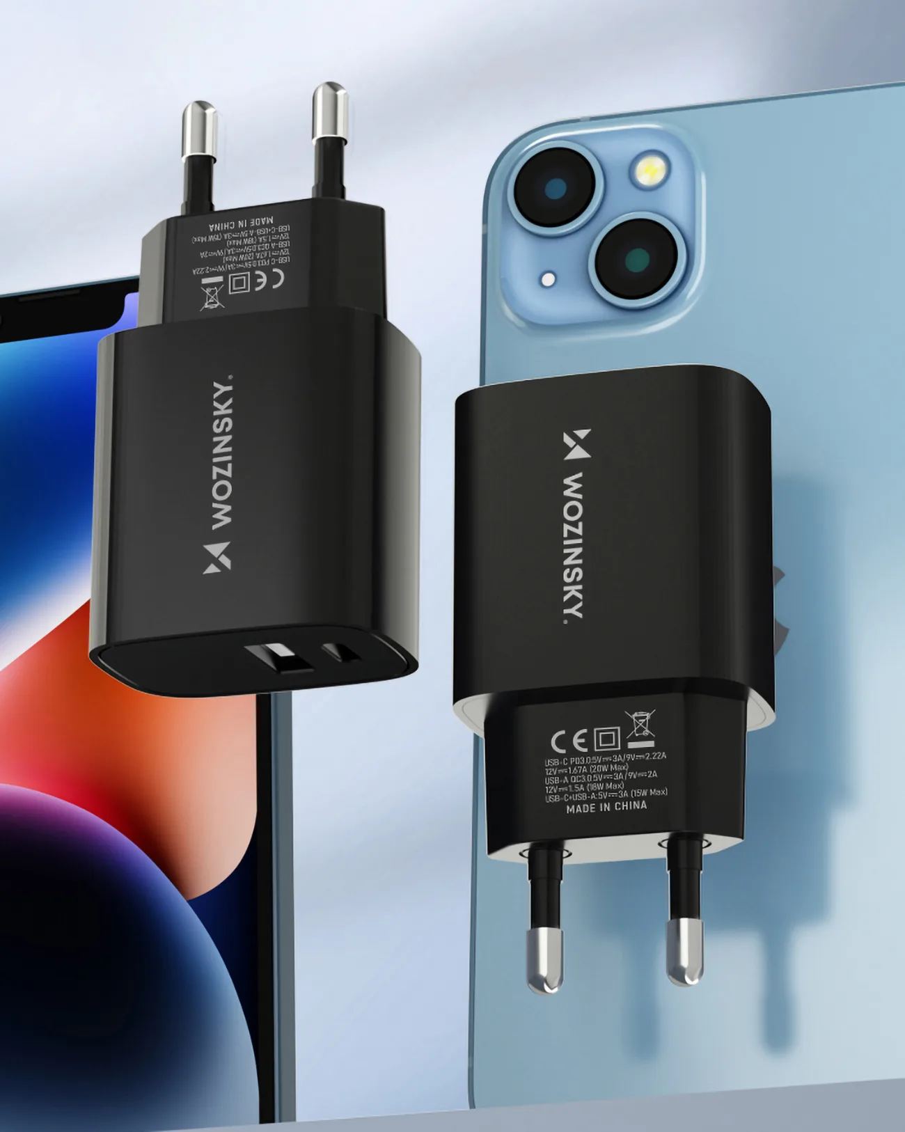 20W USB-A USB-C AC adapter, 100-240V, crni 11