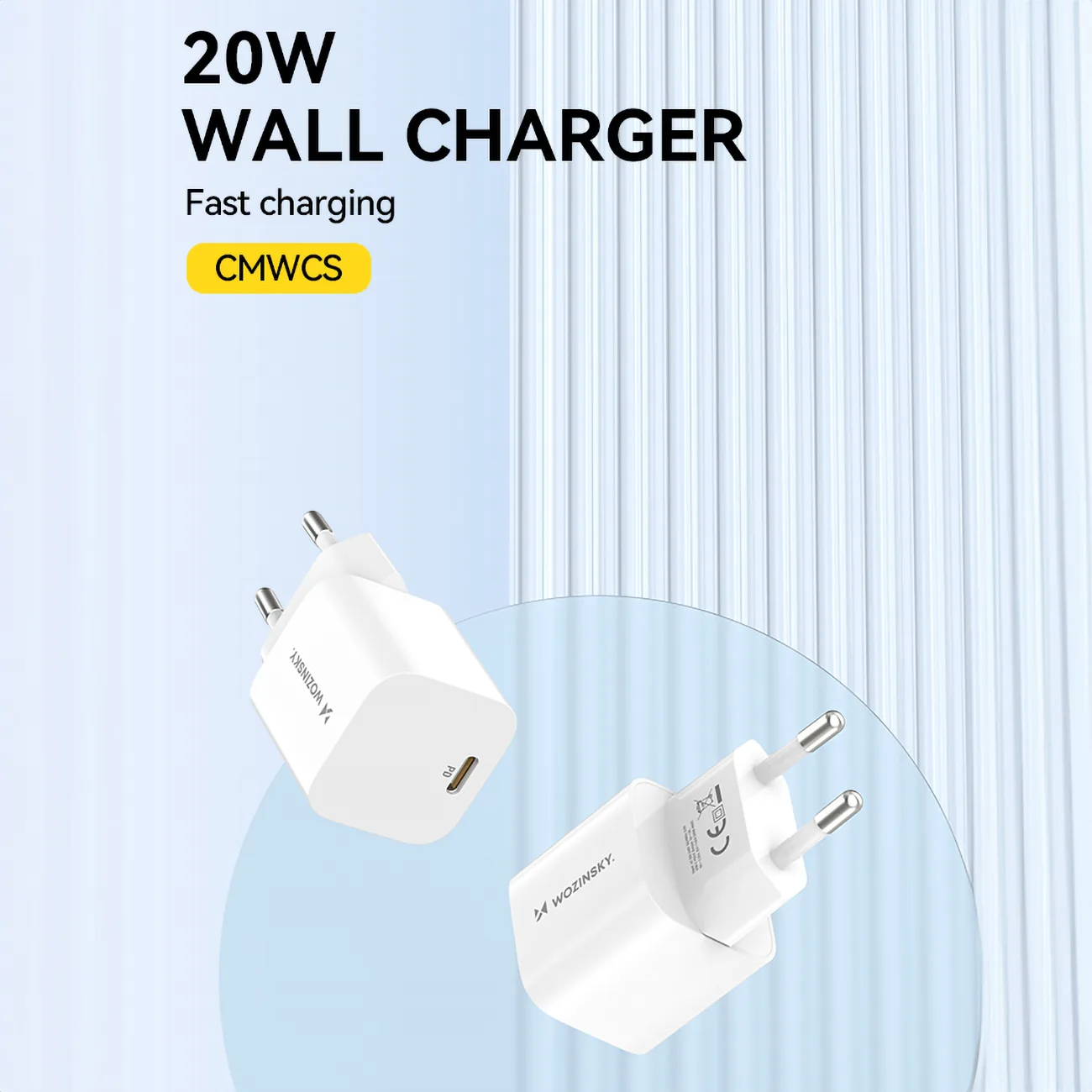 Încărcător de perete PD USB-C 20W 100-240V, alb 5