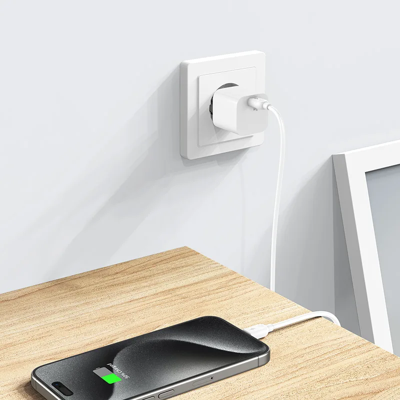 Încărcător de perete PD USB-C 20W 100-240V, alb 8
