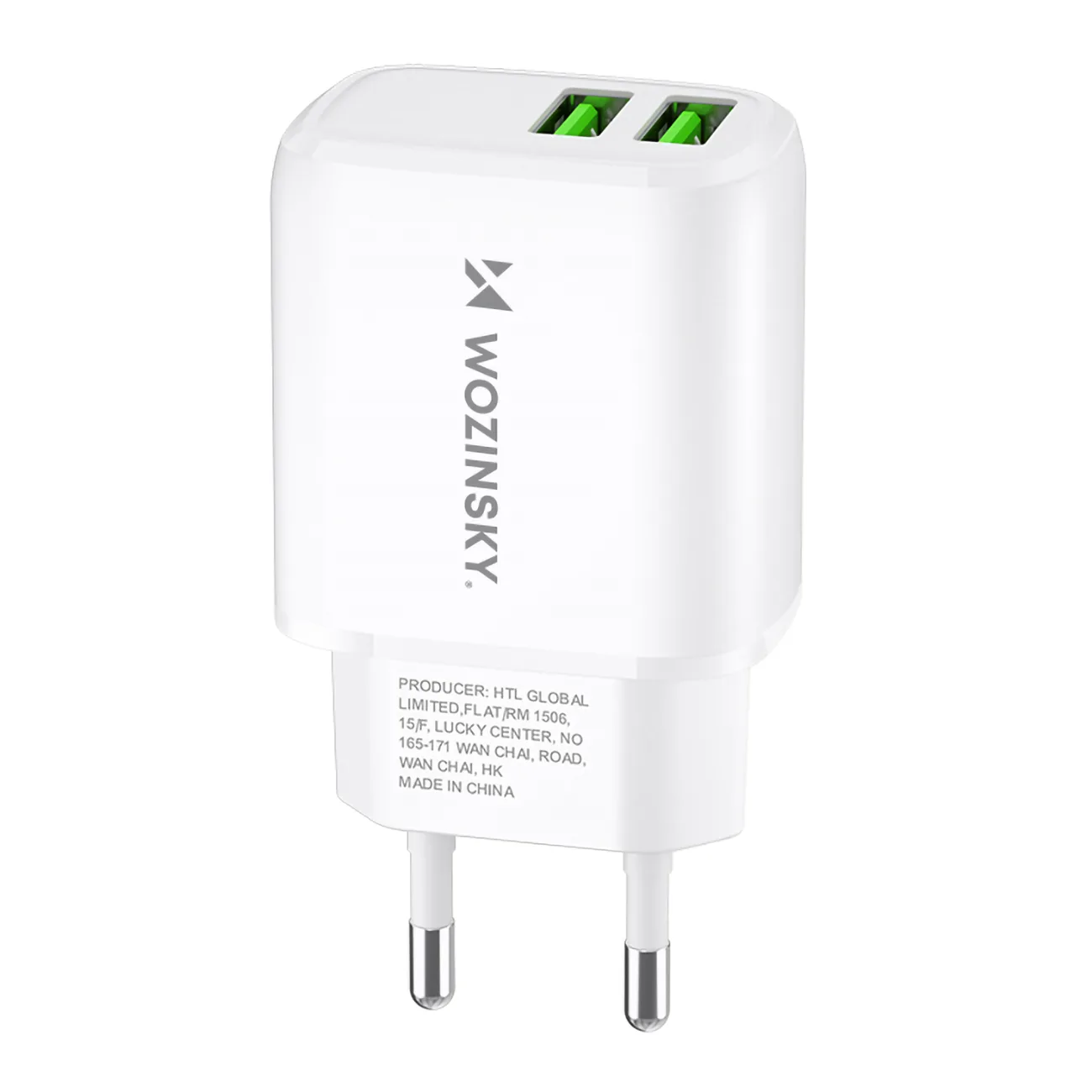 Ładowarka sieciowa 100-240V 30W 2.4A 2x USB-A biała Ładowarka sieciowa 100-240V 30W 2.4A 2x USB-A biała