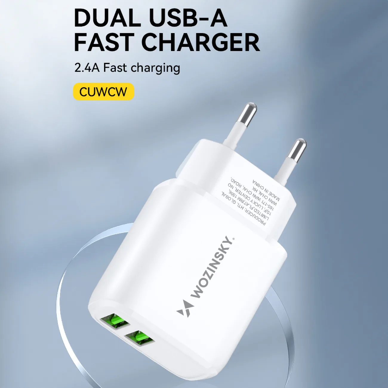 Ładowarka sieciowa 100-240V 30W 2.4A 2x USB-A biała 6