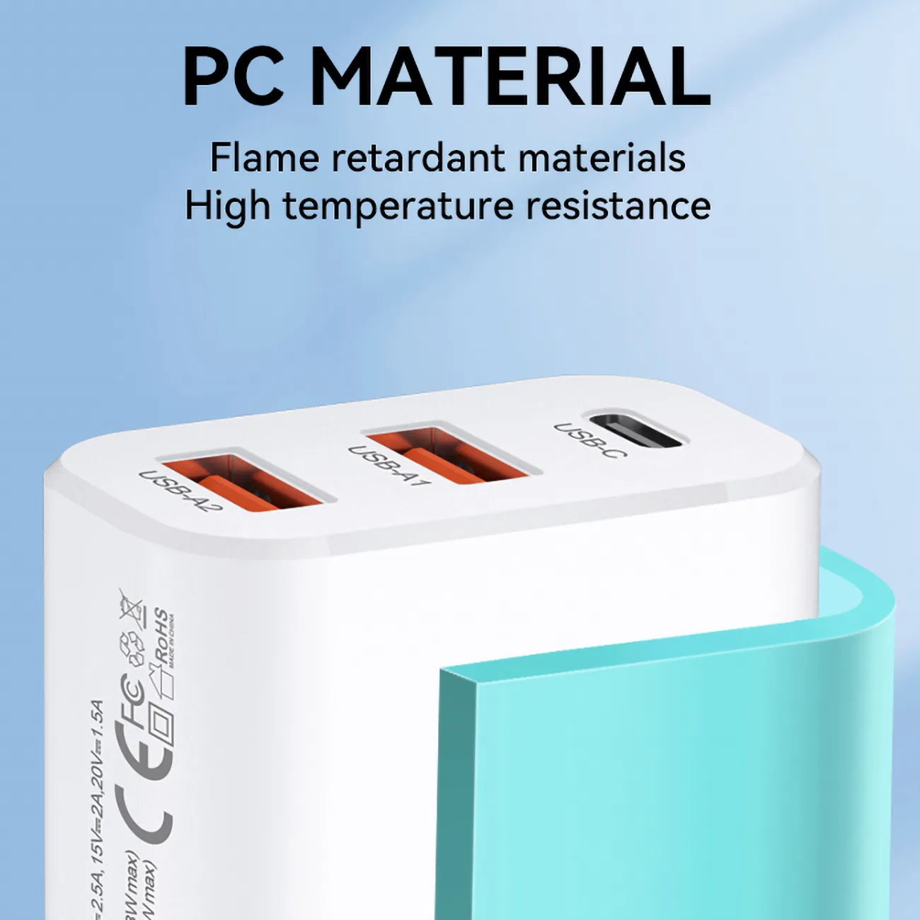 100–240 V, 30 W, USB-C, 2x USB-A, Wandladegerät, weiß 10