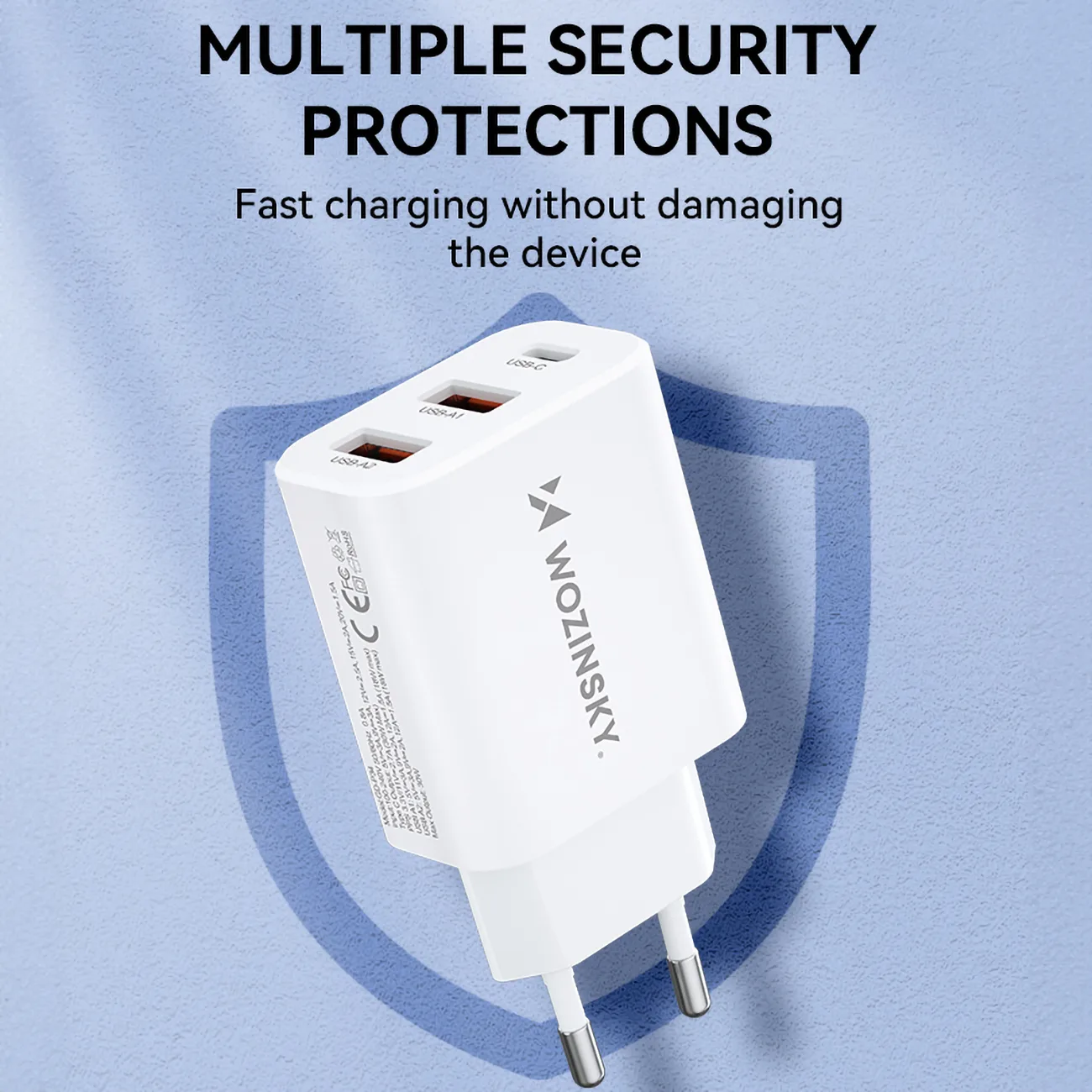 100–240 V, 30 W, USB-C, 2x USB-A, Wandladegerät, weiß 7