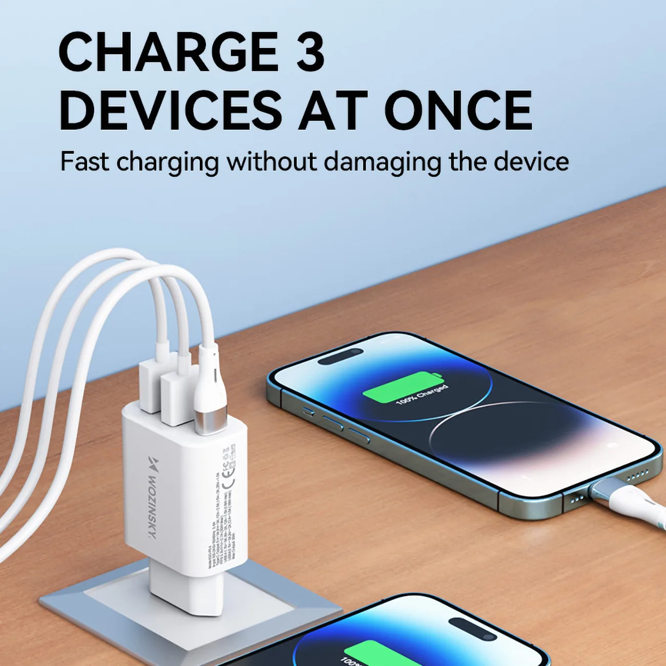 100–240 V, 30 W, USB-C, 2x USB-A, Wandladegerät, weiß 9