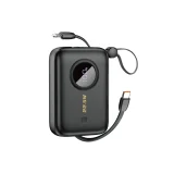 Power Bank de 10000 mAh cu cabluri USB-C / Lightning, negru