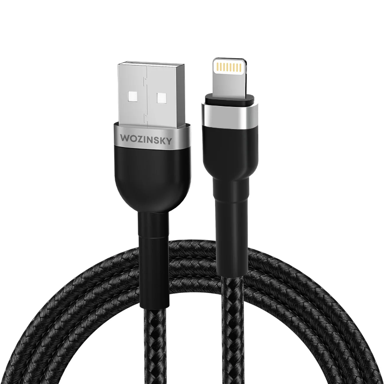 Fonott USB-A–Lightning kábel iPhone-hoz, 2,4 A, 2 m, fekete