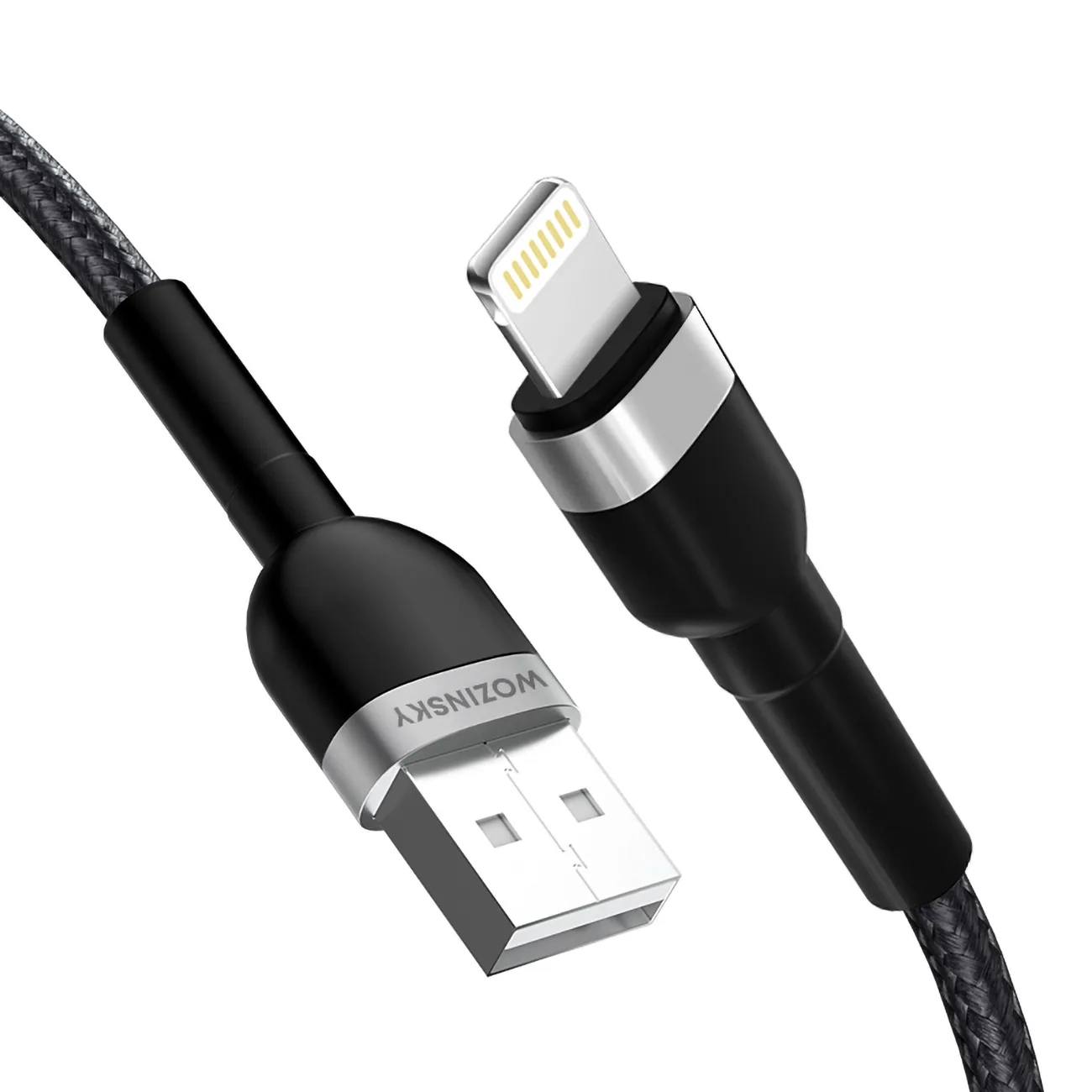 Pleteni USB-A na Lightning kabel za iPhone, 2,4 A, 2 m, crni 2