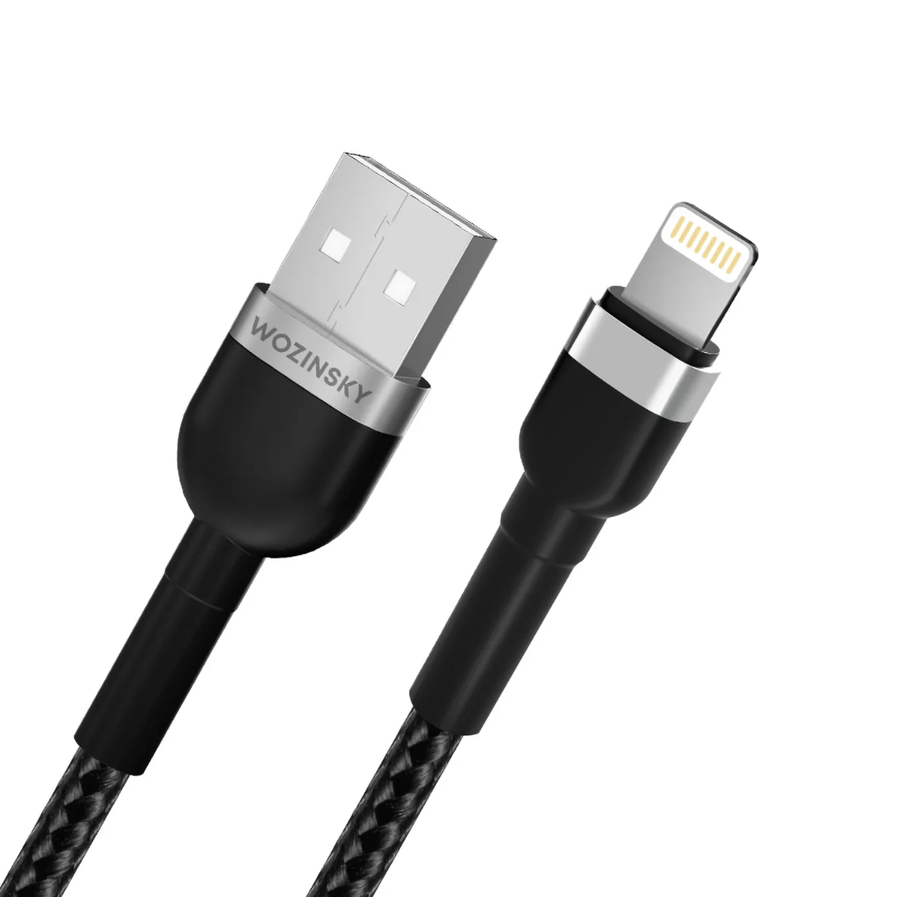 Pleteni USB-A na Lightning kabel za iPhone, 2,4 A, 2 m, crni 4