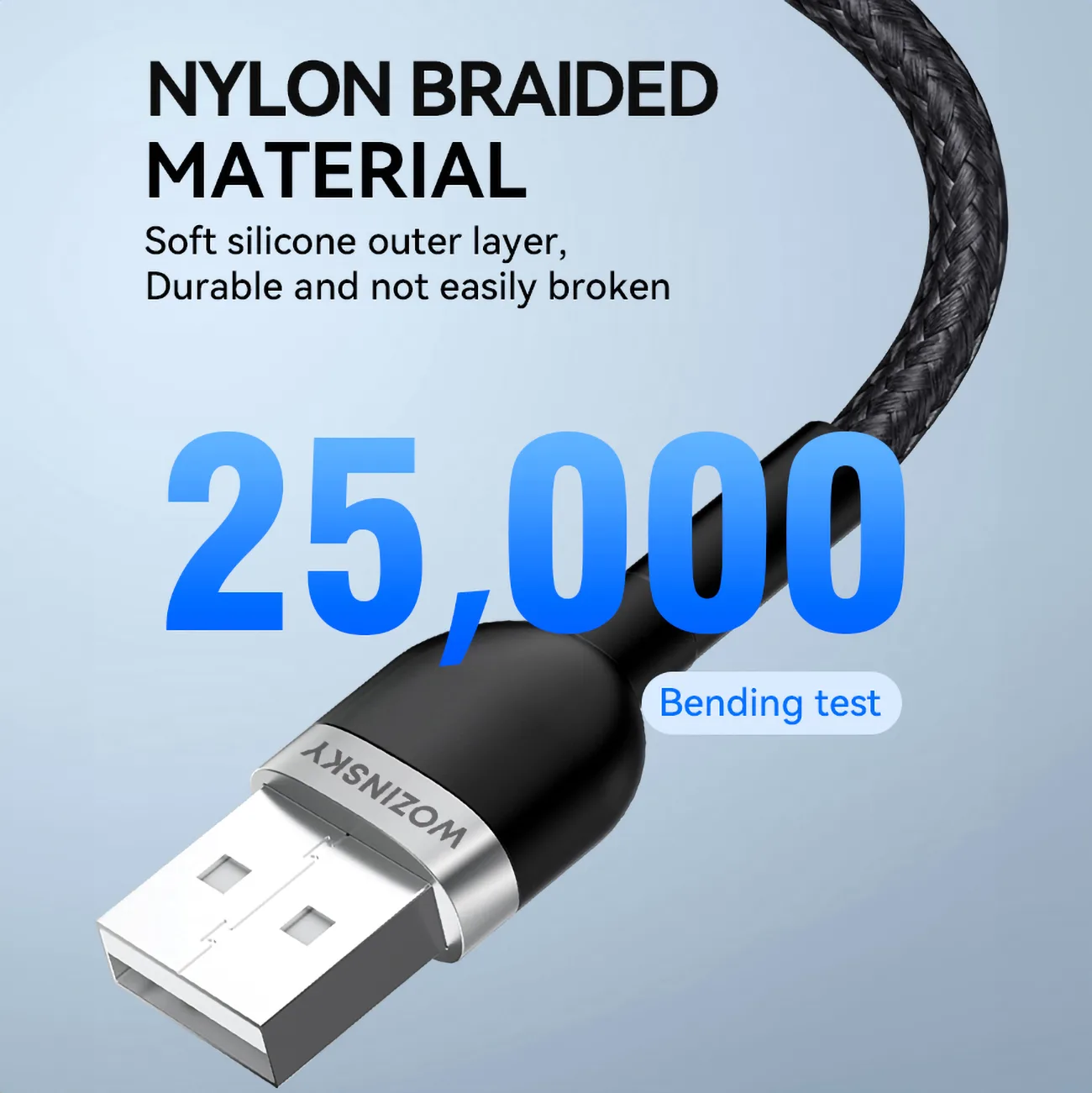 Pleteni USB-A na Lightning kabel za iPhone, 2,4 A, 2 m, crni 8