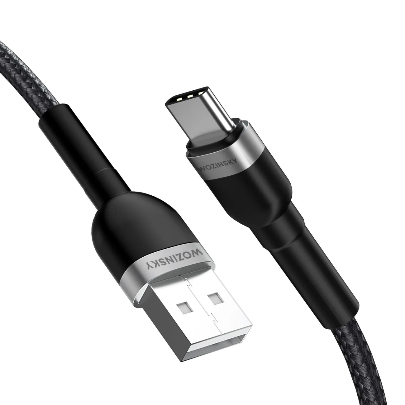 Kabel przewód w oplocie USB-A - USB-C 2.4A 1m czarny 2