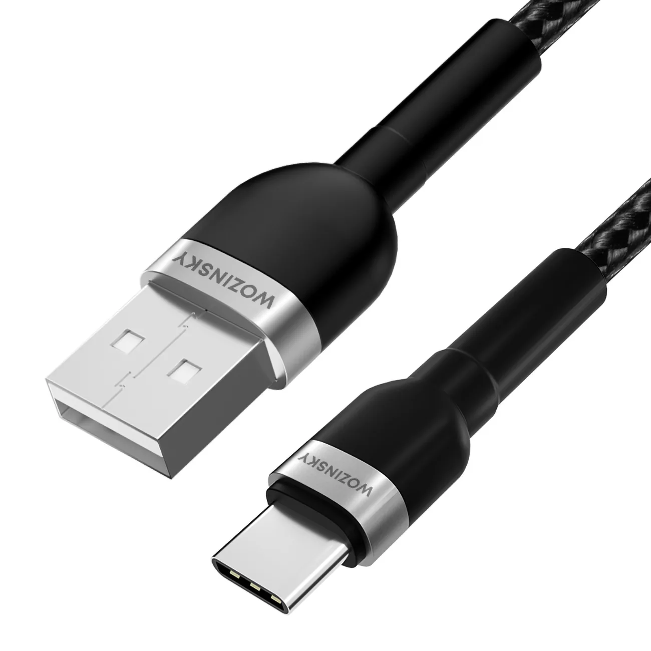 Kabel przewód w oplocie USB-A - USB-C 2.4A 1m czarny 3