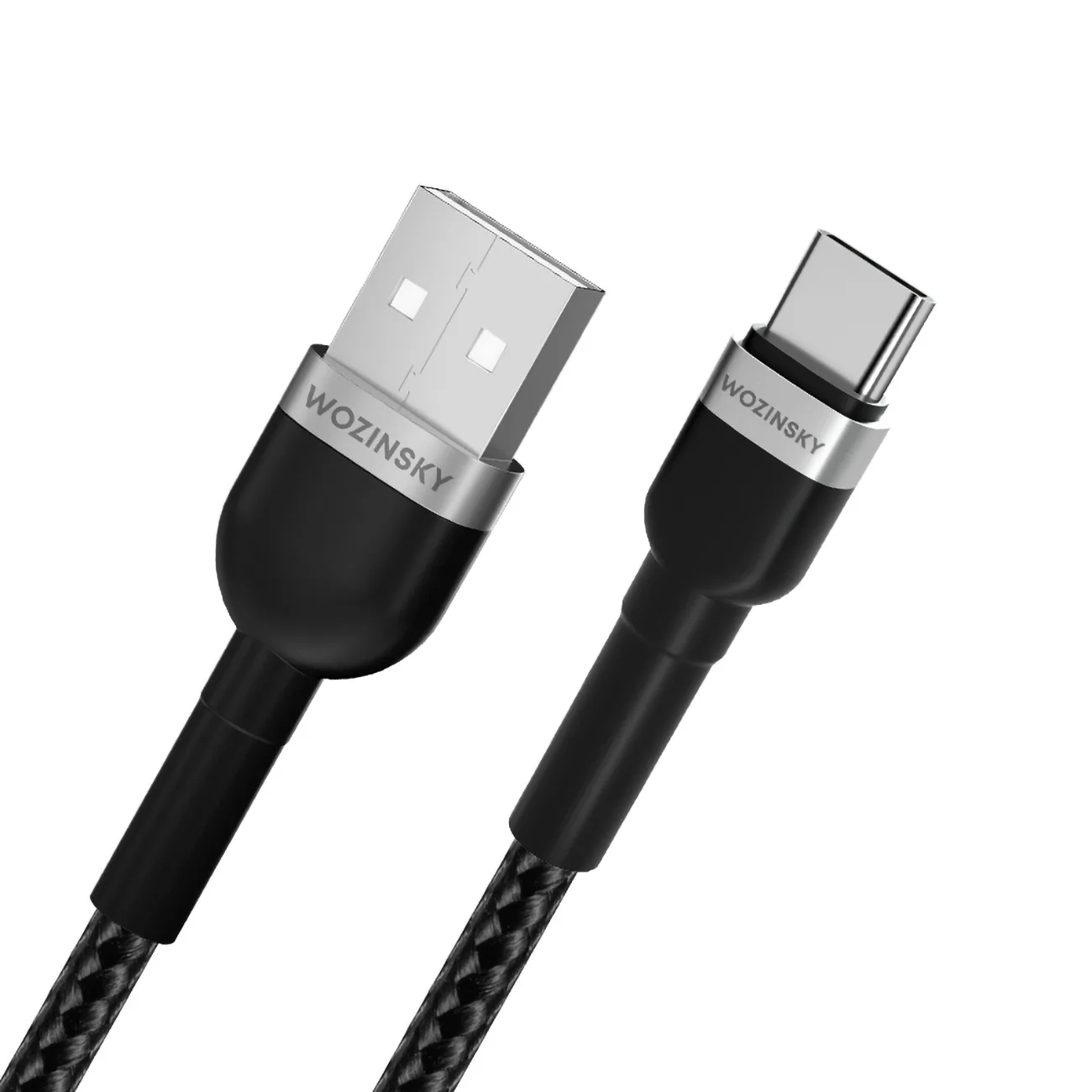 Kabel przewód w oplocie USB-A - USB-C 2.4A 1m czarny 4