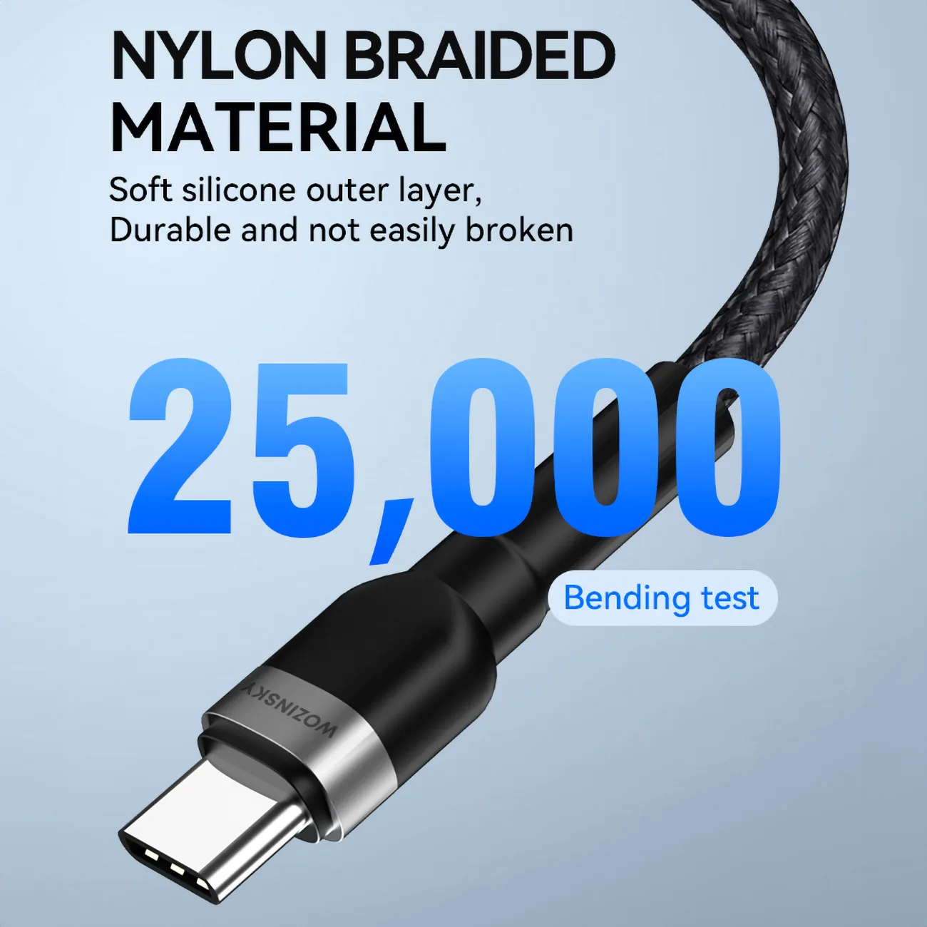 Kabel przewód w oplocie USB-A - USB-C 2.4A 1m czarny 8