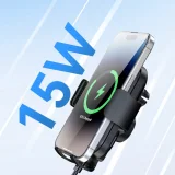 Držač za telefon s bežičnim punjačem od 15 W za armaturnu ploču automobila, crni 10