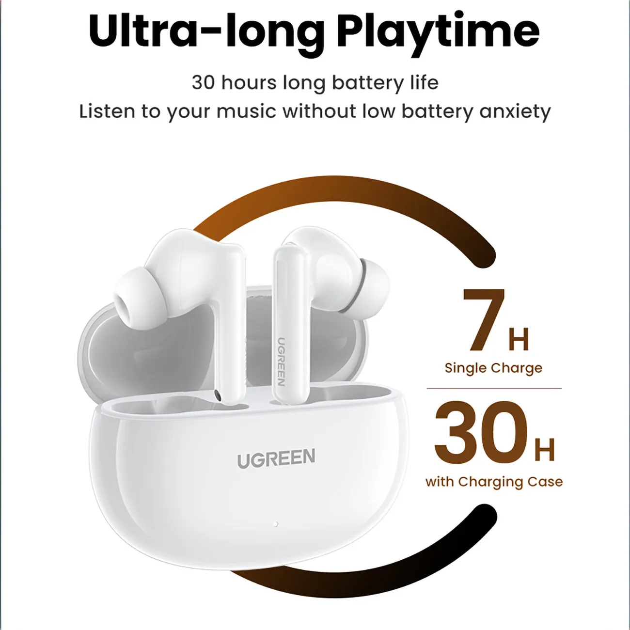 HiTune T6 bežične slušalice s ANC-om + kabel USB-A na USB-C, bijele 6