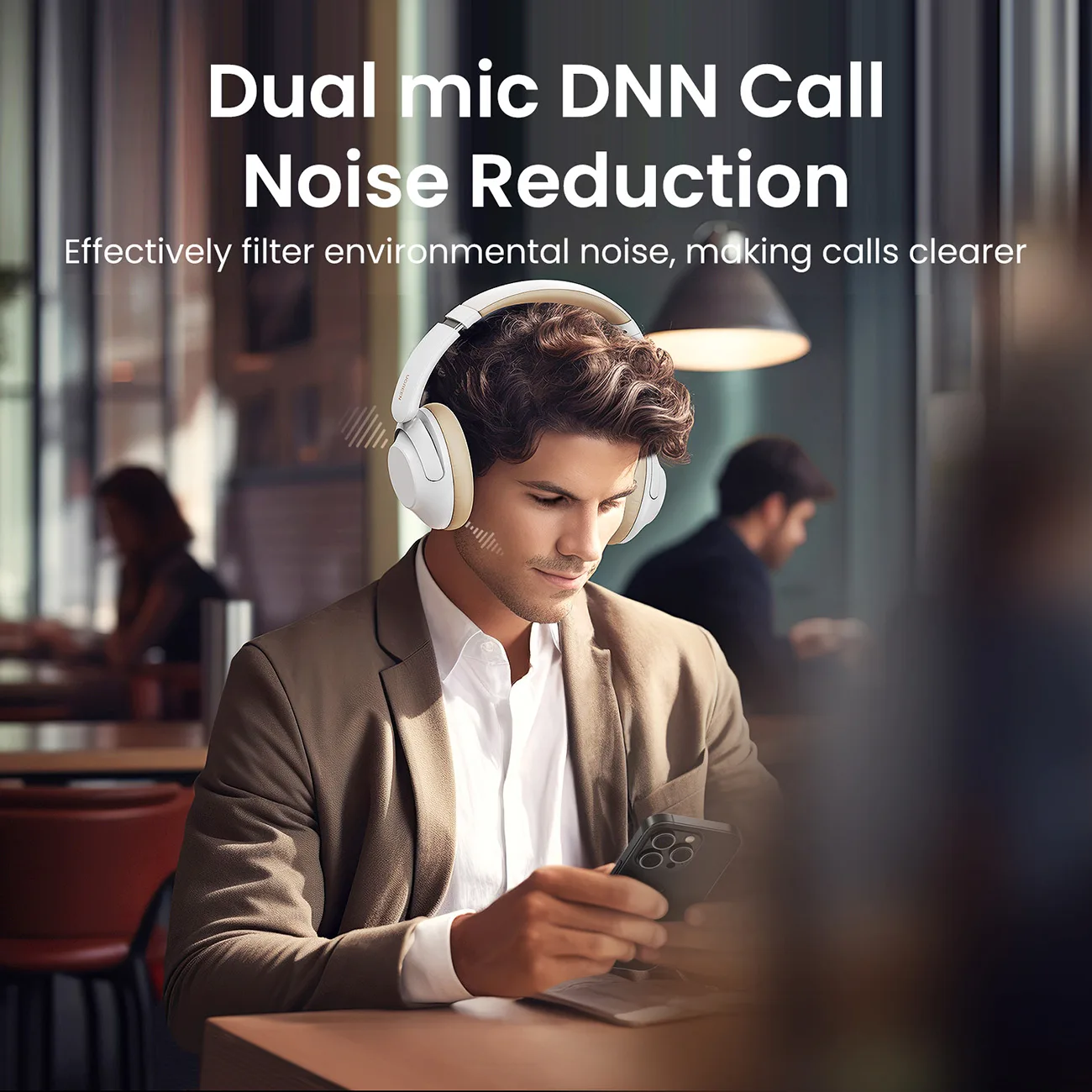 Căști wireless HiTune Max5 cu anulare hibridă a zgomotului (ANC), alb 5