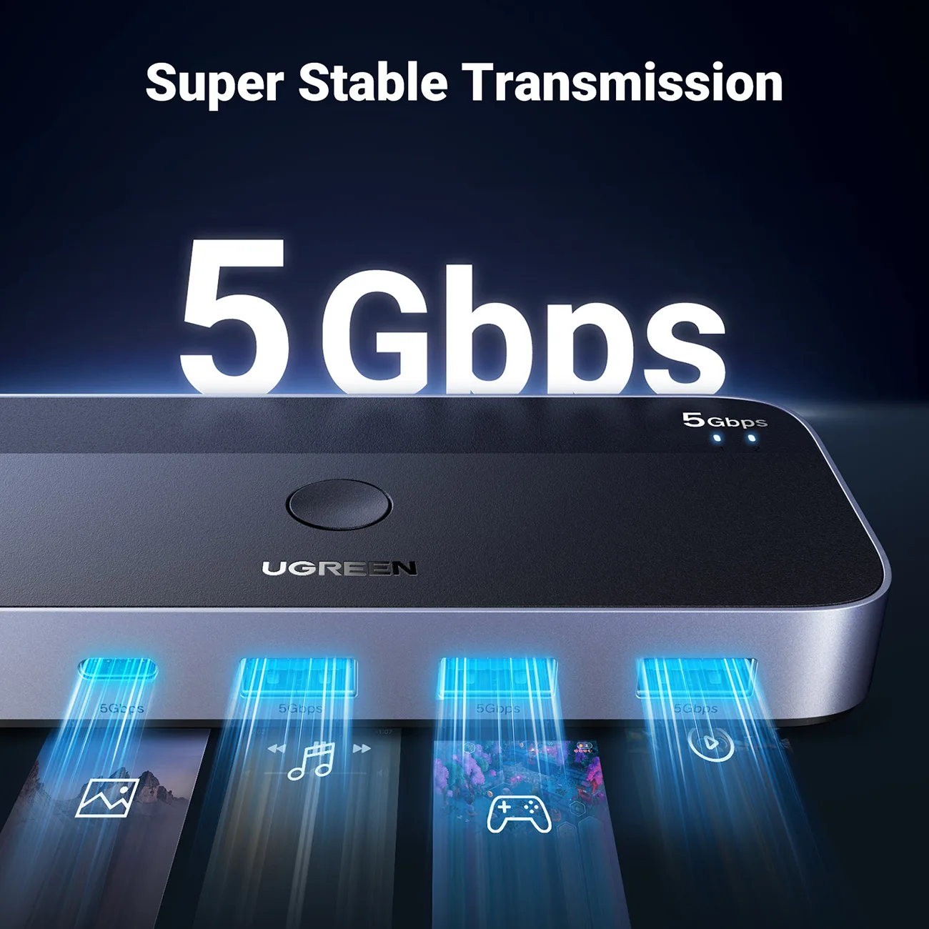 2-in-4 kapcsoló 2 számítógéphez, USB 3.0 + 2x USB-A kábel, fekete 7