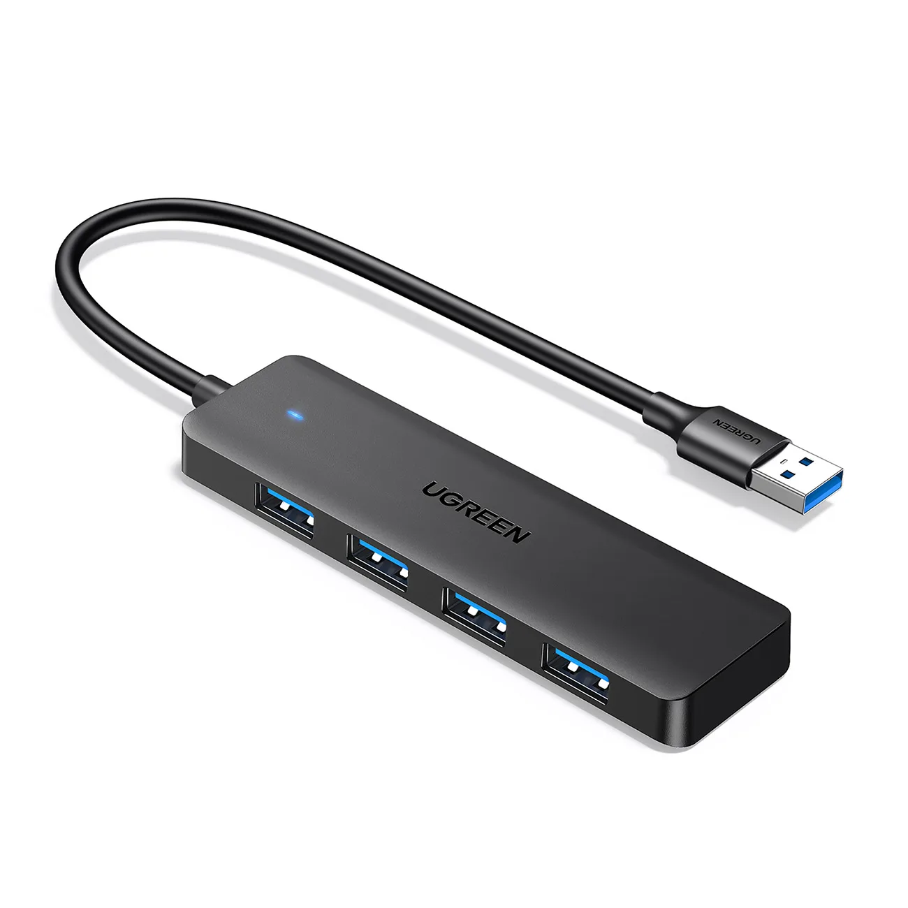 HUB adapter 4x USB-A 3.0 portos elosztó + USB-A 3.0 kábel, fekete