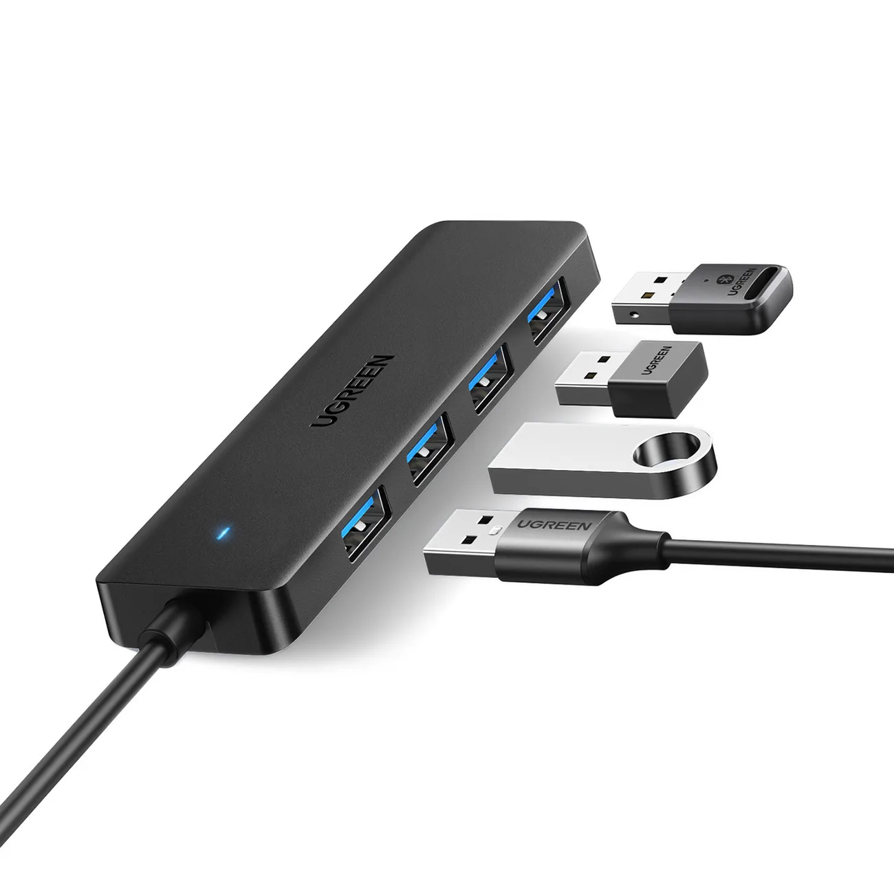 HUB adapter 4x USB-A 3.0 portos elosztó + USB-A 3.0 kábel, fekete 2