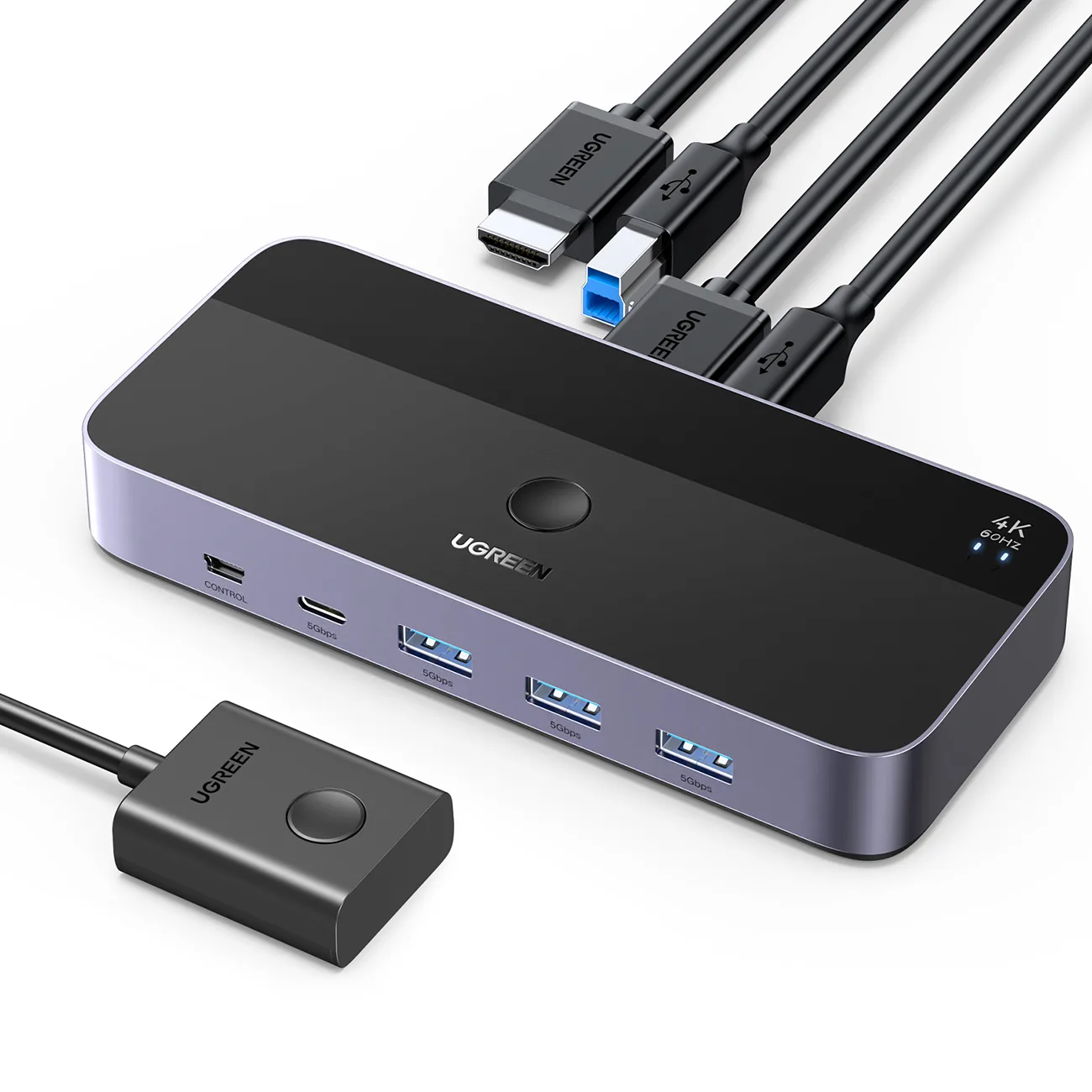 2-in-1 HDMI / USB-A / USB-B / USB-C / microUSB kapcsoló, fekete 3