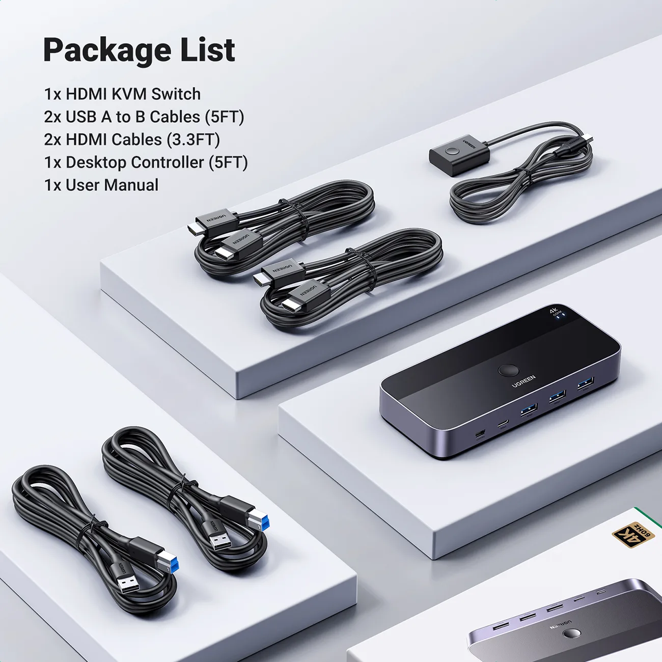 2-in-1 HDMI / USB-A / USB-B / USB-C / microUSB kapcsoló, fekete 5