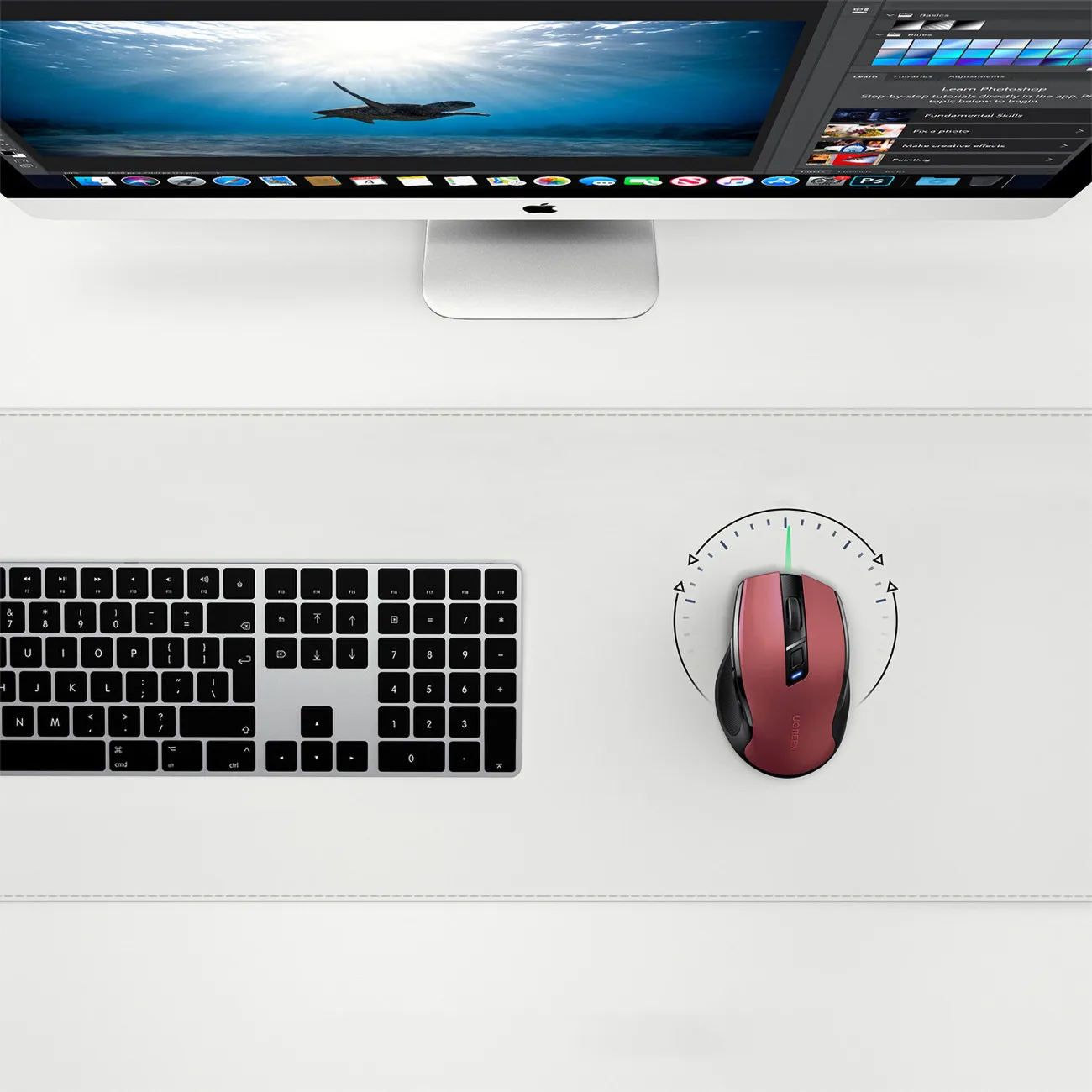 Precizni bežični USB 2.4GHz Bluetooth 5.0 optički miš, 4000 DPI, crveni 5